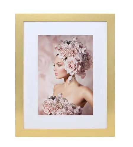 IDEAL TREND Bilderrahmen Holz Rahmen Plexi Acryl Collage Wanddeko Poster quadratisch S215: Farbe: Gold | Format: 30x40