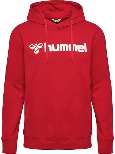 Hummel Go 2.0 Logo Kapuzenpullover Rot M - Hallenschuhe für Sportbegeisterte, aus weichem Baumwoll-Mix, ideal für kühle Tage und mit praktischer Fronttasche.