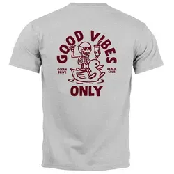 Neverless Print-Shirt Herren T-Shirt Backprint Good Vibes Only Quitsche-Ente Motivprint mit Print grau XL