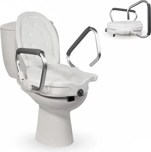 Sitz Erhöhung mit Stützgriffen Secura Toilettensitzerhöhung Weiß
