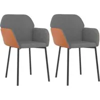 vidaXL Esszimmerstühle 2er Set Hellgrau - Elegante Esszimmerstühle aus langlebigem Stoff und Kunstleder, ideal für jeden Wohnraum. Ergonomische Form und schaumstoffgepolstert für hohen Sitzkomfort. Perfekt für stilvolle Essbereiche.