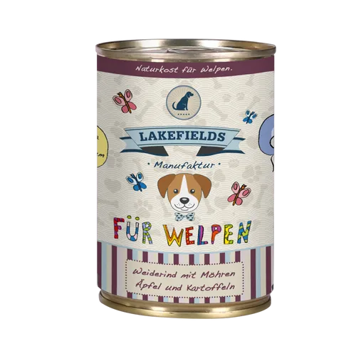 Lakefields Dosenfleisch-Menü Rind für Welpen, 6 x 400 g