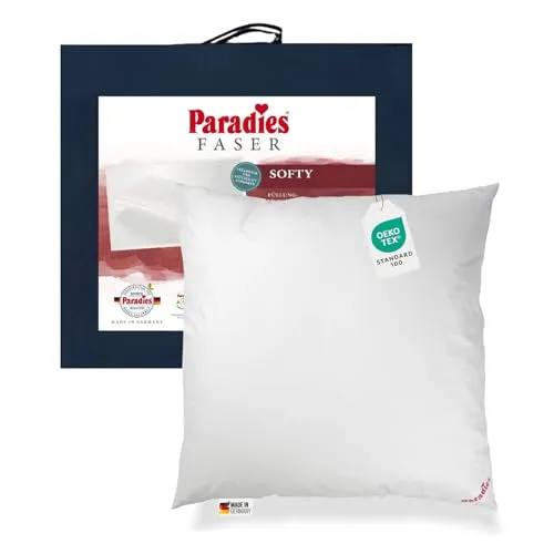 PARADIES Softy Kopfkissen 80x80 cm – waschbar und anpassbar - Kuscheliges Faserkissen mit regulierbarer Füllmenge für individuellen Schlafkomfort. Ideal für alle Schlafpositionen, waschbar bei 60 Grad, hygienisch und langlebig.