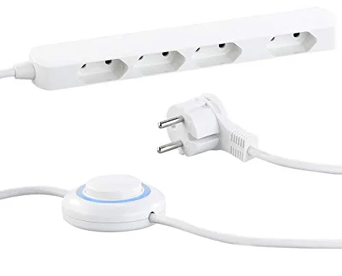 revolt Extraschmale 4-fach-Steckdosenleiste mit Fußschalter