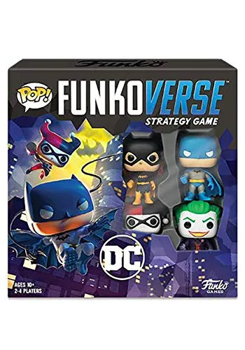 Funko 42628 Strategy Game DC Comics 100 Base Set - Gesellschaftsspiel mit 4 Charakteren aus dem DC Comics Universum, inklusive exklusiver Funko Pop! Sammlerfiguren für Fans und Sammler.