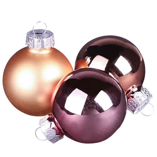 Weihnachtsbaumkugeln Glas Apricot Rosa Mix 4cm 24 Stk Deko, 24 Stück