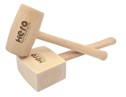 HERO Holzhammer 2er Set Holzklüpfel Klüpfel Hammer Klopfholz Schreinerklüpfel 300g + 450g Holzbearbeitungshammer Schreinerhammer Schreinerknüppel Werkzeug für Holzarbeiten, Holzschaft, Gratfrei