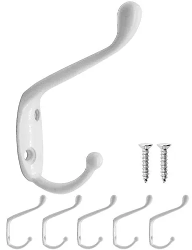 Fuxxer Klassische Garderoben-Haken, Handtuch-Haken, Kleider-Haken, 5er Set, weiß