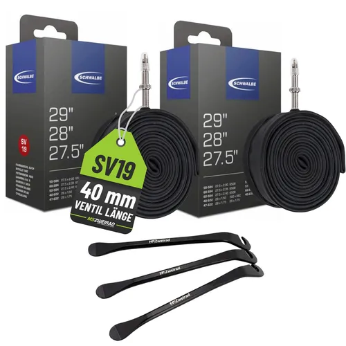 2x Schwalbe Fahrrad Schlauch 27,5 28 29 Zoll SV19 (40/62-584/635) + Reifenheber