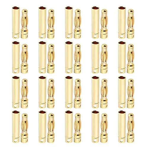 YOWOO 20 Paar 4,0 mm RC Modell Batterie Männliche Banane Gold Überzogene Kugel Stecker