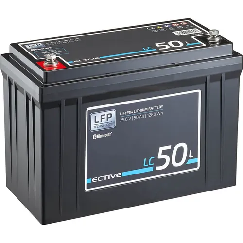 ECTIVE LC 50L BT 24V LiFePO4 Lithium Versorgungsbatterie 50 Ah - Autobatterien – leistungsstarke LiFePO4-Technologie für nachhaltige Energieversorgung, hohe Lebensdauer, integriertes Batterie-Management-System und Bluetooth-App zur Überwachung.