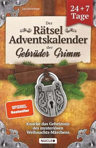 Der Rätsel-Adventskalender der Gebrüder Grimm - Märchen mit 24 + 7 Tagen voller spannender Escape-Rätsel für interaktive Adventszeit und gemeinsames Rätseln.