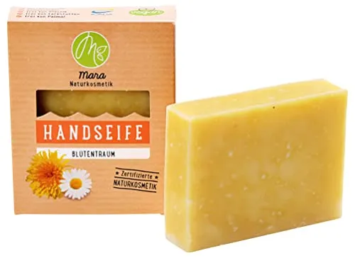 Mara Handseife Blütentraum - Bio-Naturseife - Vegan und handgemacht, unterstützt den natürlichen Säureschutzmantel der Haut. Ideal für alle Hauttypen, in liebevoller Handarbeit gefertigt.
