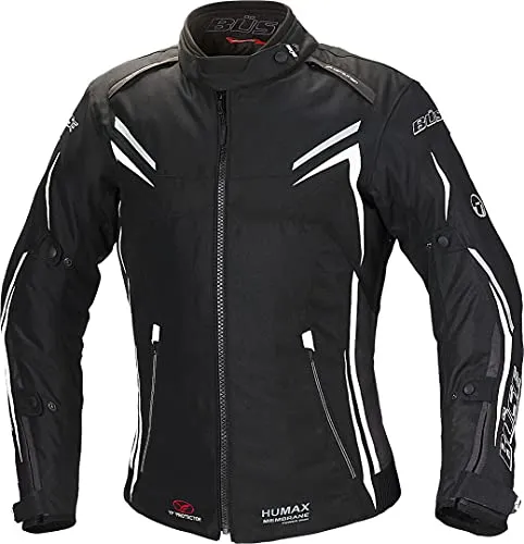 Büse Mugello Damen Textiljacke - Schwarz/Weiß - Größe 46 - Motorradjacke für Damen, wasser- und winddicht mit HUMAX® Klimamembrane, ideal für Komfort und Sicherheit beim Fahren.