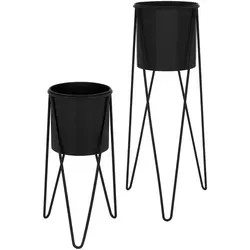 Blumenständer 2er Set aus Stahl - Modern und Wetterdicht - Topfpflanzenständer für Innen- und Außenbereich, pulverbeschichtet, pflegeleicht und mit einer maximalen Belastbarkeit von 5 kg pro Ständer.