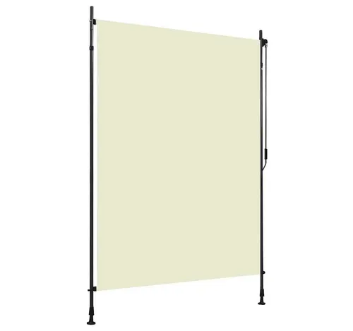 Rollo Außenrollo Handkurbel 150x270 cm Creme - Effektives Außenrollo für Balkon und Terrasse mit Handkurbelbetrieb für einfache Bedienung. Der hochwertige Stoff sorgt für zuverlässigen Sonnenschutz und Privatsphäre. Höhenverstellbare Stehpfosten ermöglichen eine flexible Montage.
