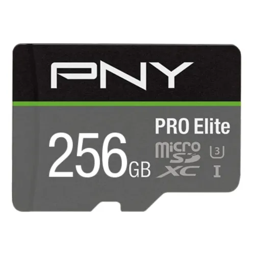 PNY PRO Elite 256GB MicroSDXC - MicroSDXC-Speicherkarte mit 256 GB, beeindruckende Übertragungsgeschwindigkeit von bis zu 100MB/s, ideal für High-Definition-Videos und Apps.