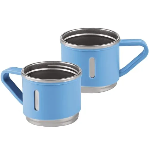 GRÄWE Becher für Kaffee, Tasse für Tee, 150 ml, 2er Set, Trinkbecher für Espresso, Thermosbecher, Isolierbecher, hellblau, matt, 150 ml, unzerbrechlich, spülmaschinengeeignet
