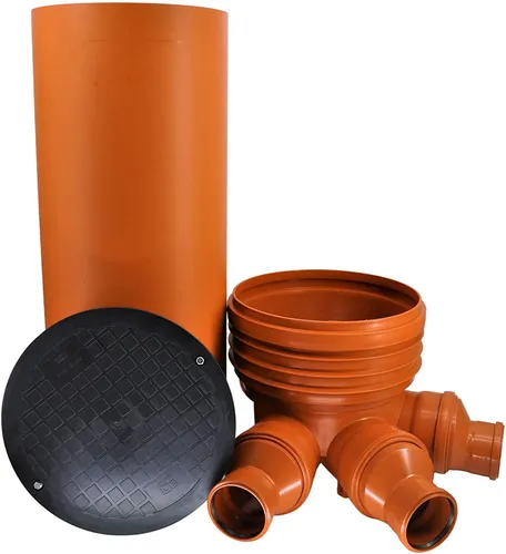 Schacht DN400/DN110 Komplett SET Rohr Kanal Entwässerung 4 Reduktionen DN160/110