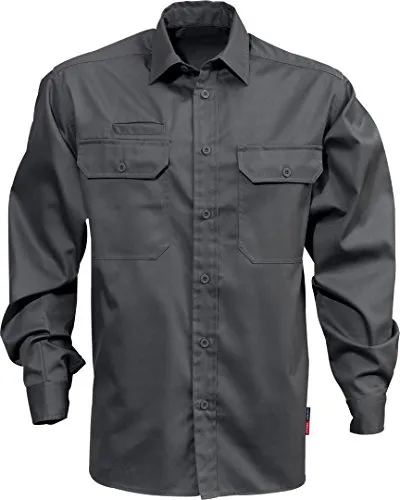 Fristad Kansas - Shirt L/sleeve 7386 BKS XL - Dunkelgrau - Robustes Langarmshirt mit verstärkten Nähten und zwei praktischen Brusttaschen. Ideal für den täglichen Einsatz in der Arbeit oder in der Freizeit.