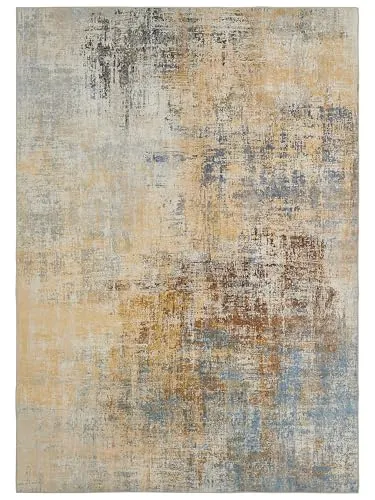 andiamo Teppich Pila | Dünner Designteppich für Wohnzimmer und Schlafzimmer | Abstrakt | Gelb-Blau 160 x 230 cm