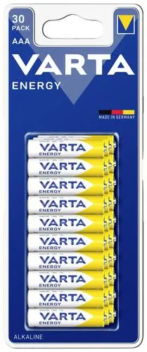 Varta Energy AAA Batterien - 30 Stück, 1.5 V Alkali-Batterien für zuverlässige Leistung, ideal für HiFi Geräte und Haushaltsgeräte
