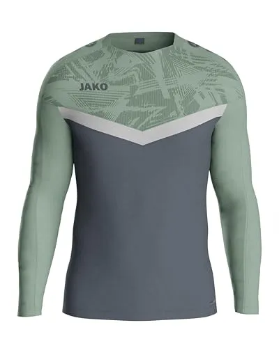 JAKO Unisex Iconic Sweatshirt in Anthra Light/Mintgrün - Stylisches Sweatshirt für Damen und Herren, aus atmungsaktivem, recyceltem Material mit flauschigem Fleece für angenehme Wärme und optimale Bewegungsfreiheit bei Outdoor-Aktivitäten.