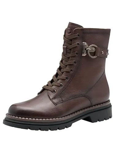Tamaris TOUCH-IT Schnürstiefelette aus Leder in Braun/Schwarz - Größe 41 - Bequeme Schnürstiefelette ohne Absatz mit innovativer TOUCH-IT-Technologie für hohen Tragekomfort. Ideal für den täglichen Einsatz und modisch vielseitig kombinierbar.