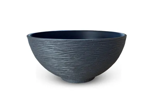 matches21 HOME & HOBBY Blumentopf Große Pflanzschale für draussen in 45 x 23 cm Steinoptik anthrazit (1 St), Wetterfeste Deko-Schale als Blumenschale Brunnenschale