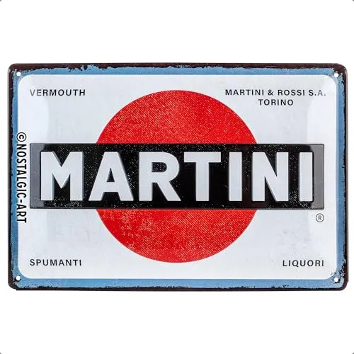 Nostalgic-Art Retro Blechschild, Martini – Logo White – Geschenk-Idee für Cocktail-Fans, aus Metall, Vintage-Design zur Dekoration, 20 x 30 cm