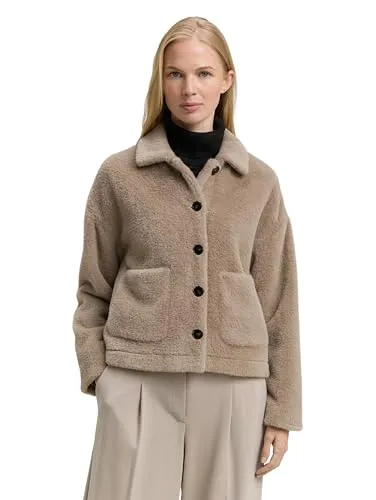 TOM TAILOR Damen 1048129 Jacke in Soft Taupe Grey, XXL - Funktionsjacke mit weichem Kragen und aufgesetzten Taschen, ideal für strukturierte Looks und langlebige Verarbeitung. Perfekt für stilvolle Outdoor-Aktivitäten.