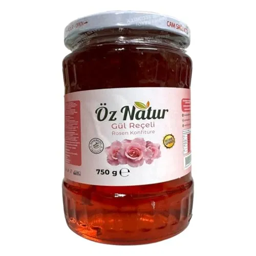 Öz Natur | Rosen Konfitüre Türkischer Art 750g – Gül Reçeli mit Rosenblüten – Orientalischer Brotaufstrich – Fruchtig & aromatisch