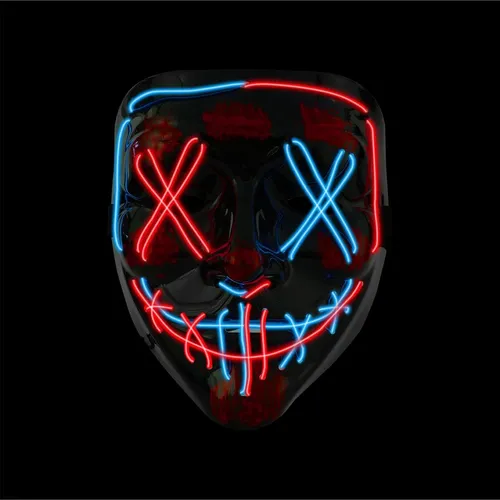 Costumed Verkleidungsmaske Halloween Maske Purge LED - Kostüm Halloween Kostüm Herren Maske, (Packung), LED Neon Funktion