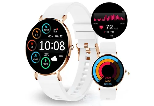 XCOAST SIONA 2 Flache Damen Smartwatch für schmale Handgelenke - Elegante Damen Smartwatch mit 6,9 mm Höhe, ideal für zierliche Handgelenke. Mit klarem AMOLED-Display, Schrittzähler und 21 Sportmodi unterstützt sie deinen aktiven Lebensstil. Perfekt für Beruf und Freizeit.