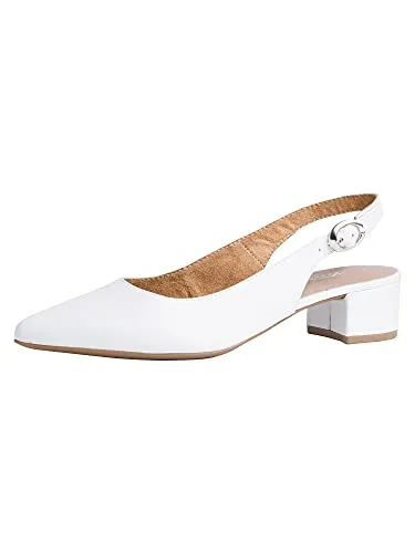 Tamaris Slingpumps 36 in Weiß - Elegante Slingpumps in Größe 36 aus hochwertigem Leder, ideal für stilvolle Auftritte. Die geschlossene Schuhspitze und der bequeme Riemen sorgen für perfekten Sitz und Komfort.