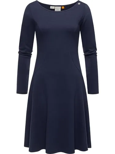 Ragwear Damen Jerseykleid Appero Navy Gr. L - Freizeitkleid für Damen, 100% vegan und super bequem, ideal für kalte Tage mit warmem Jerseystoff und stylischem A-Linien-Schnitt.
