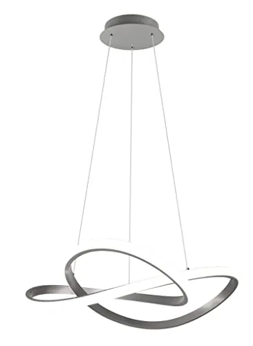 Reality Leuchten LED Pendelleuchte Course R32051407 - Moderne Pendelleuchte aus Metall Nickel matt mit 27,5 Watt LED, Switch Dimmer für individuelle Helligkeitseinstellungen und energiesparend. Ideal für stilvolle Ausleuchtung in jedem Raum.