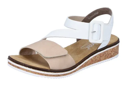 Riemchensandale mit Keilabsatz, Gr. 42, beige-weiß in beige von Rieker