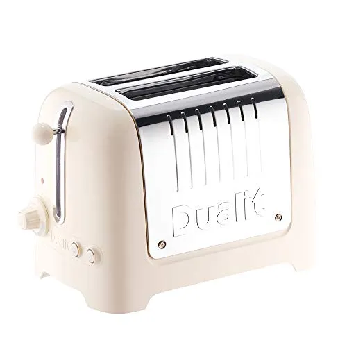Dualit Lite 2 Scheiben Toaster - Poliert in Canvas Weiß - Toaster für 2 Scheiben mit breiten 36mm Schlitzen, ideal für dicke Brotscheiben. Mit Bagel- und Auftaufunktion für perfekten Toast und moderne Energieeffizienz im zeitlosen Vintage-Design.