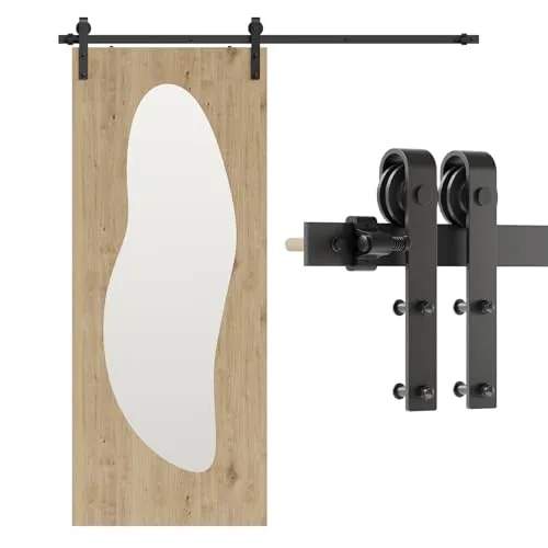 201cm/6.6FT Schiebetürbeschlag Set Schiebetürsystem Zubehörteil für Schiebetüren Innentüren, Schwarz/Sliding Barn Door Hardware Kit