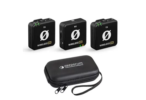 RØDE Wireless ME Dual Mikrofon-System mit Softcase - Kabelloses Mikrofon-System für Videofilmer und Podcaster: 2 Sendemodule, 1 Empfangsmodul, Plug & Play, 100 m Reichweite, GainAssist für optimalen Audiopegel, ideal für klare Audioübertragungen.