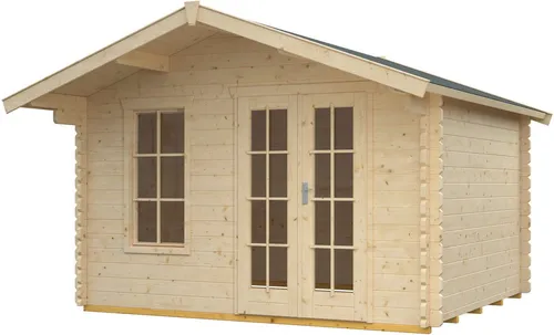Skan Holz Holz-Gartenhaus Langesund 2 - Geräumiges Holz-Gartenhaus (10,2 m²) mit breitem Eingang und klassischem Design. Ideal als Pavillon oder Geräteschuppen, inklusive Boden und wetterfester Dacheindeckung.