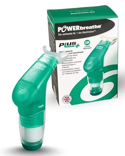 POWERBREATHE Plus Wellness I leichter Widerstand I Atemtrainer zur Stärkung der Atemmuskulatur I Inspirationsmuskeltrainer mit 11 Stufen I Atemtrainingsgerät für Atemübungen