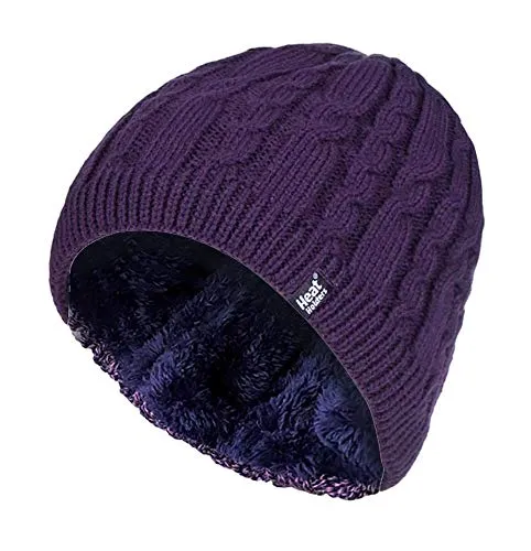 HEAT HOLDERS - Damen Outdoor Winter Warm Beanie Strickmütze mit Innen Fleece (One Size, Purple (Alesund))