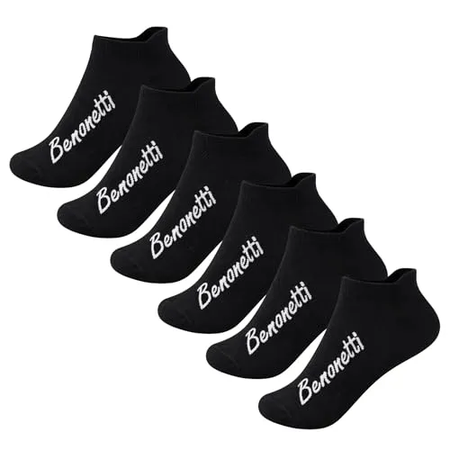 Benonetti Sneaker Socken 6er Pack Baumwolle, atmungsaktiv, weich, schweißabsorbierend, Komfortbund ohne Verrutschen – Premium Halbsocken für Sport, Alltag & Freizeit (39-42, Schwarz)