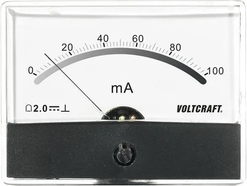 VOLTCRAFT Anzeigegerät AM-86X65 100mA DC - Anzeigeinstrument zur präzisen Messung von DC-Strömen bis 100mA, bietet eine klare analoge Anzeige für schwankende Werte, ideal für präzise Anwendungen.