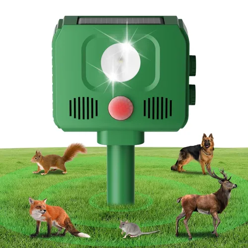 Katzenschreck Ultraschall Tiervertreiber mit 4 Modi, Solar- und USB-Ladung