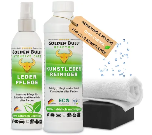 Produktbild Premium Kunstleder Reiniger Pflege Set | Kunstlederpflege Auto Sofa Möbel Tasche