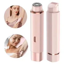 MODFU Epilierer für Damen, Elektrischer Haarentferner in Pink, 2-in-1 für glatte Haut - Effektive Haarentfernung mit diesem 2-in-1 Epilierer. Schnelle USB-C Ladezeit von 2 Stunden für 90 Minuten Nutzung. Ideal für Gesicht, Beine und mehr – für eine einfache Haarentfernung, wo immer Sie sind!