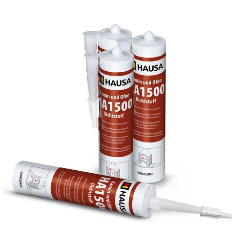 Kamin Ofen Dichtstoff Hochtemperatur 1500°C - Dichtmaterialien für Kamin und Ofen, hitzebeständig bis 1500°C, ideal für sichere Abdichtungen und Schimmelresistenz, 4x310ml Kartuschen für einfache Anwendung.